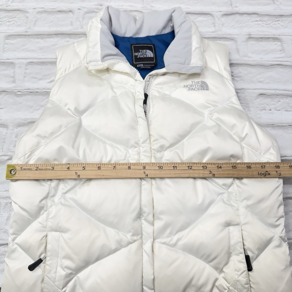 The North Face 550 Goose Down Quilted Puffer Vest Women's Sz Medium White‎ Blue - Picture 10 of 14